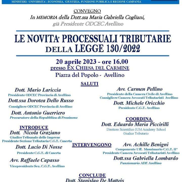 CONVEGNO: Le novità processuali tributarie della Legge 130/2022